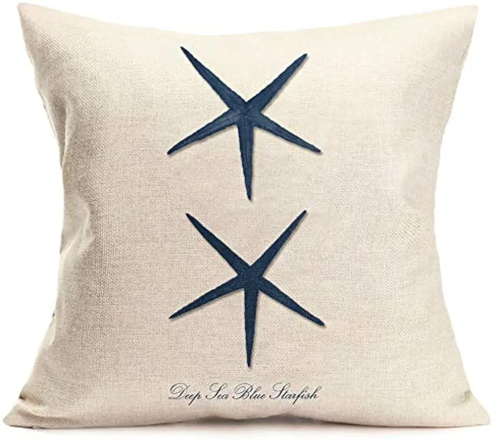 Ocean sailing theme set linen marine life blue pillow case sofa home décor cushion cover cushion cover 45x45