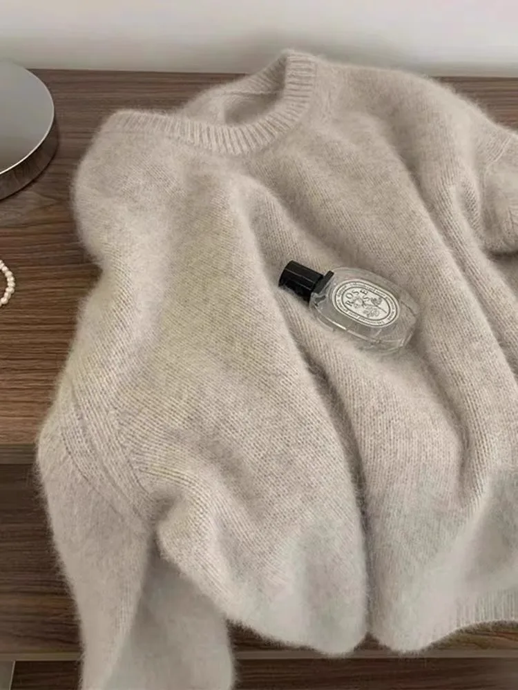 

Pull tricoté à manches longues et col rond pour femme, nouveau Style, doux, sans boulonnage, blanc, coloré, haut tendance, autom