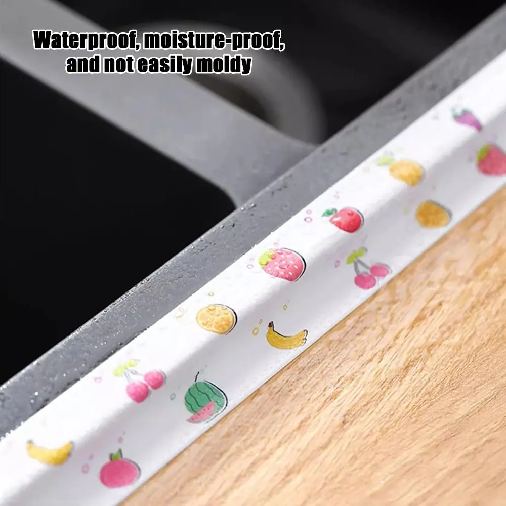 Cinta de calafateo impermeable, cinta de sellado autoadhesiva de PVC para fregadero, Protector de borde de inodoro con impresión a prueba de moho para encimera de baño