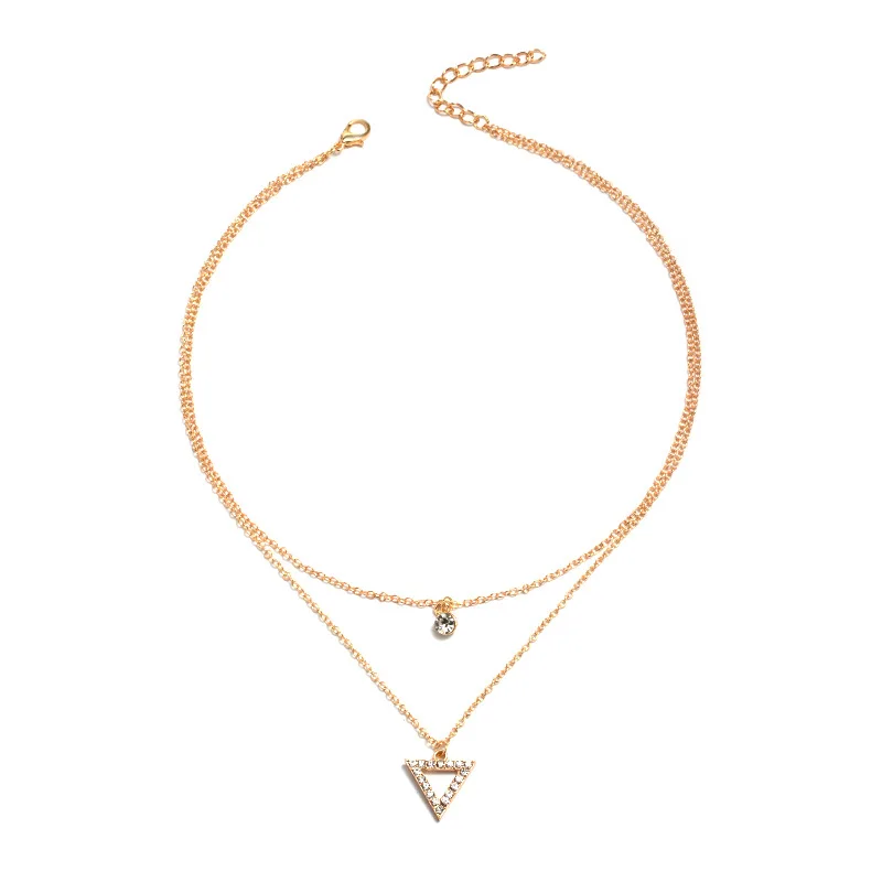 YWZIXLN-Collier pendentif triangle en cristal pour femme, bijoux tendance élégants, document doré, mode unique, vente en gros, N0310