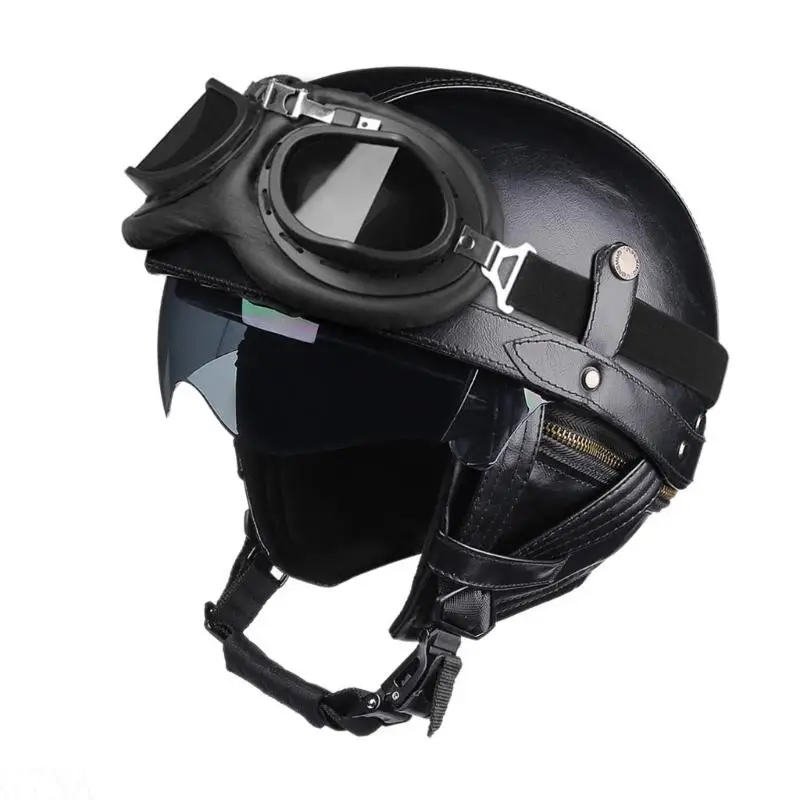 

G7NA Retro 3/4 Motorcycle Helmets with Breathable & Impact Resistant ABS Open Face Motorcycle Helmets for Safe & Stylish Riding