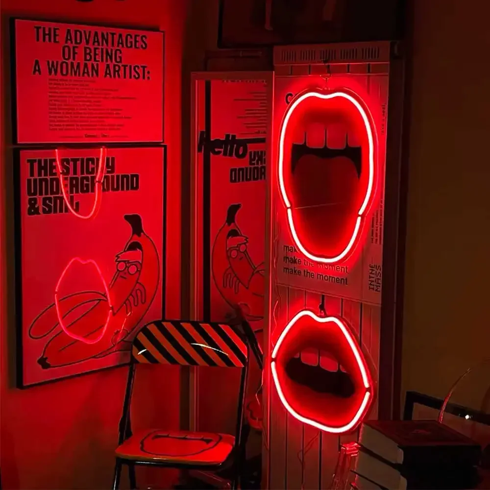 

Creative Red Lips Neon LED Ambient Light Decoration USB Powered Competing Room Bedroom Party Bar Personalized Gift