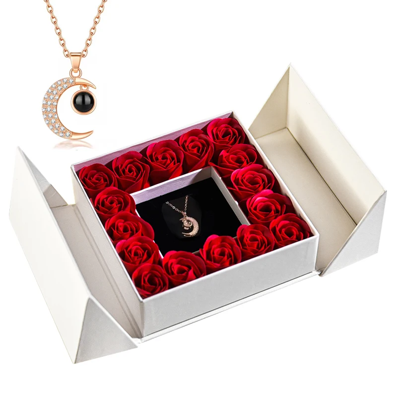 Gifts for Women Jewelry Pendant Necklace /w Soap Eternal Rose Gift Box Mother\'s Day Necklace Jewelry Wedding Anniversary Gifts