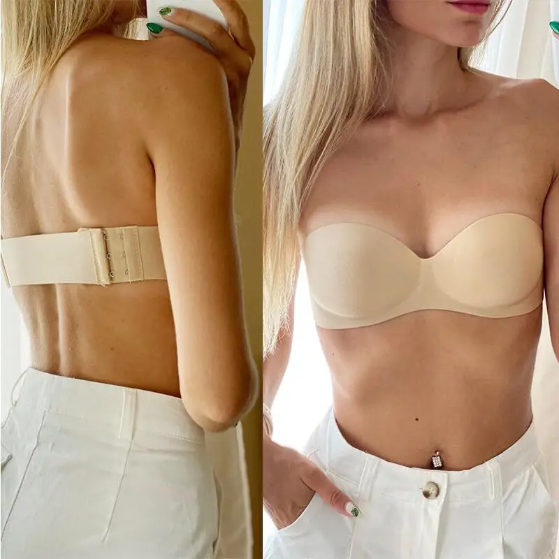 Soutien-gorge push up sans bretelles pour femmes, sous-vêtements féminins, bralette invisible sans couture, lingerie sexy pour dames