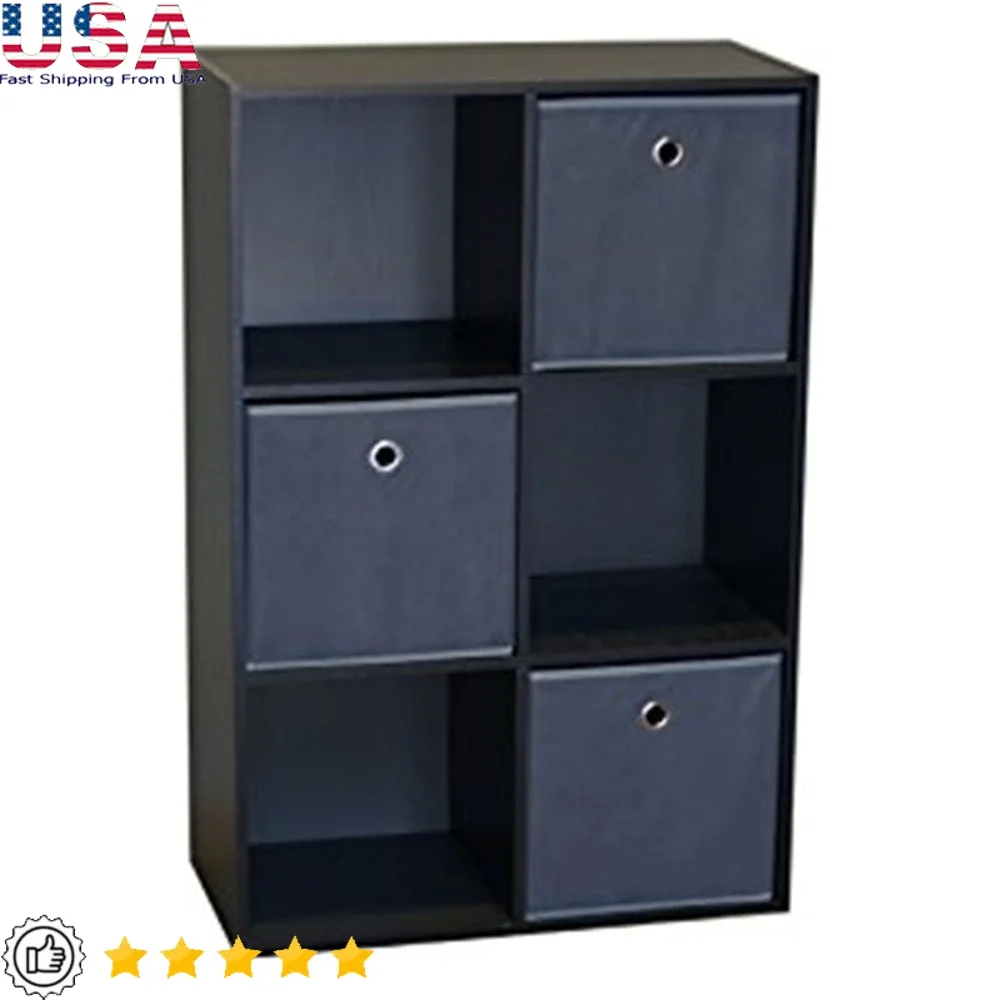 

Colonial Storage Cubes 6-Cell Stackable Organizer Easy Assembly Black Wood Grain Laminate Versatile Home Office Use