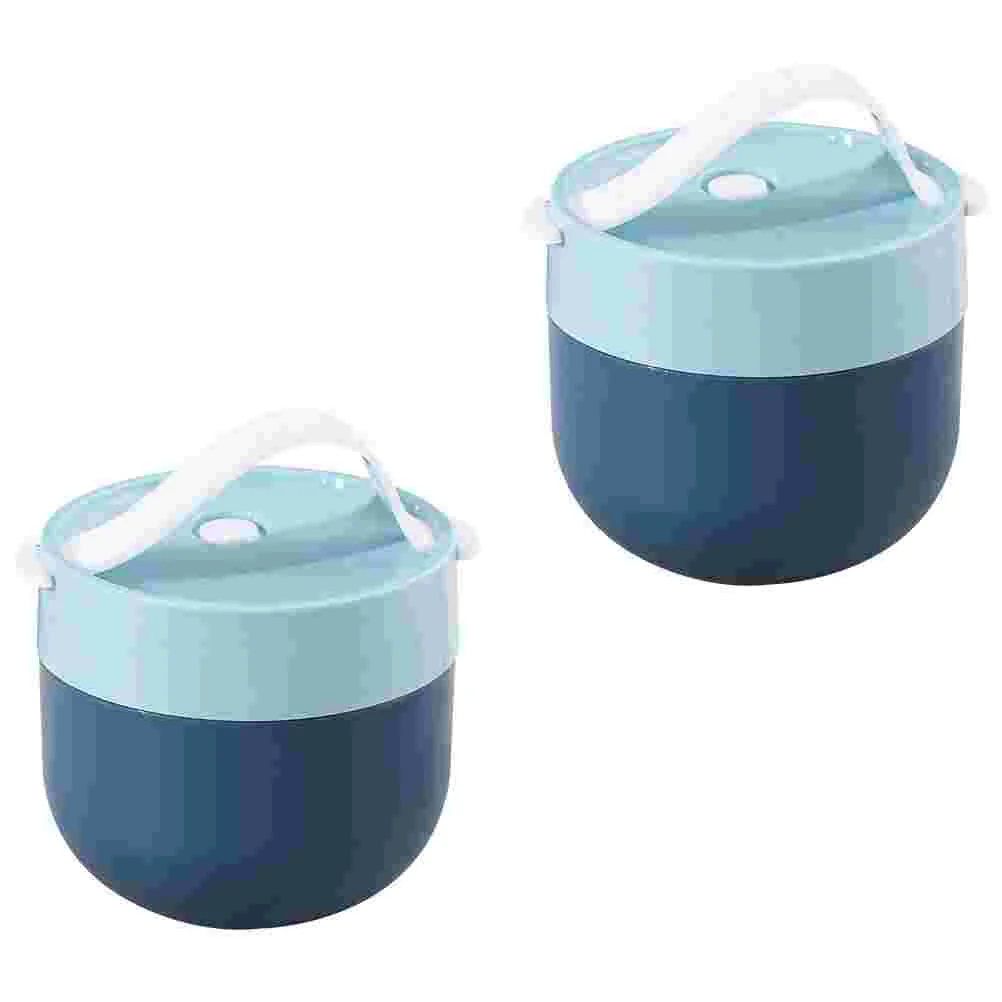 Food Jar with Spoon Soup Cup Bowl Thermal Insulation Leakproof Blue Stainless Steel Breakfast for Office