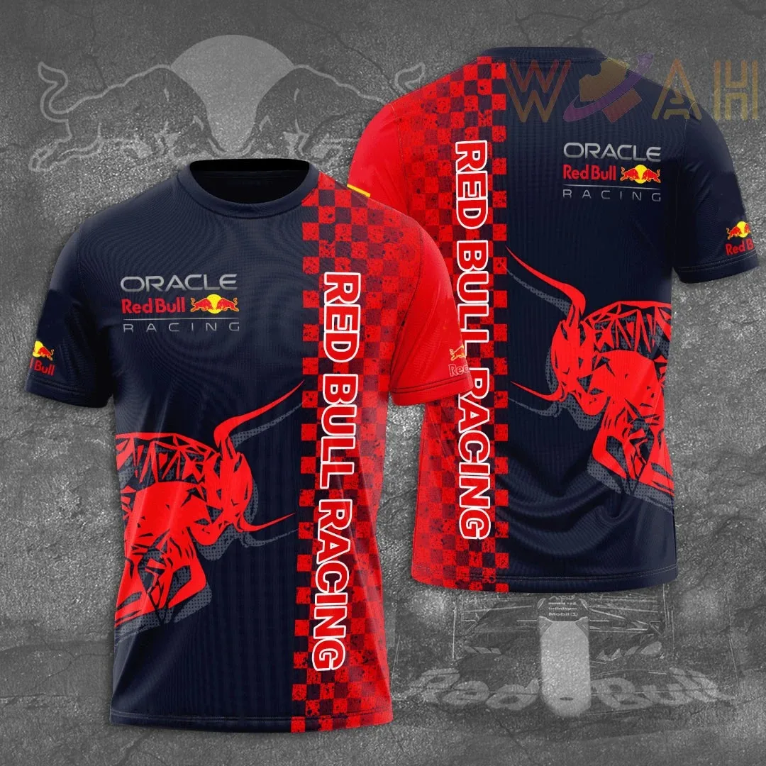 Summer Red Bull Motorcycle Sports T-shirt Men's Motorcycle Pattern Print Suitable for Off Road Car Fans Racing Team Uniforms