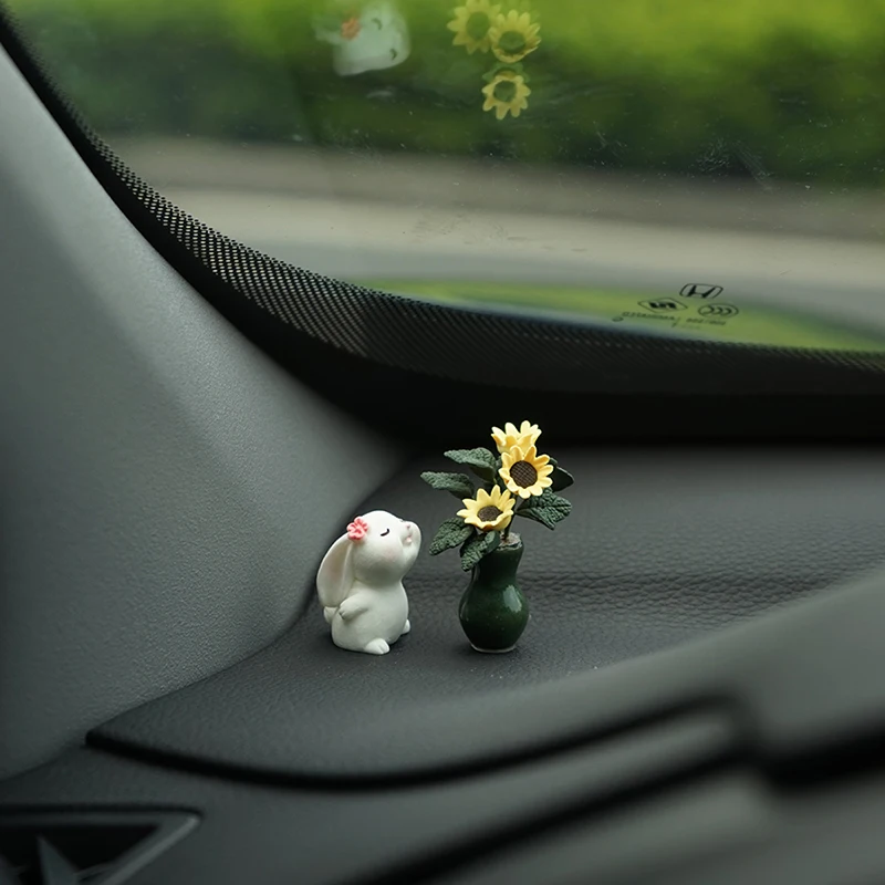 Picture 5: Sunflower Mini Car Decor Ceramic Vase Premium Dashboard Ornament Handmade Clay Art