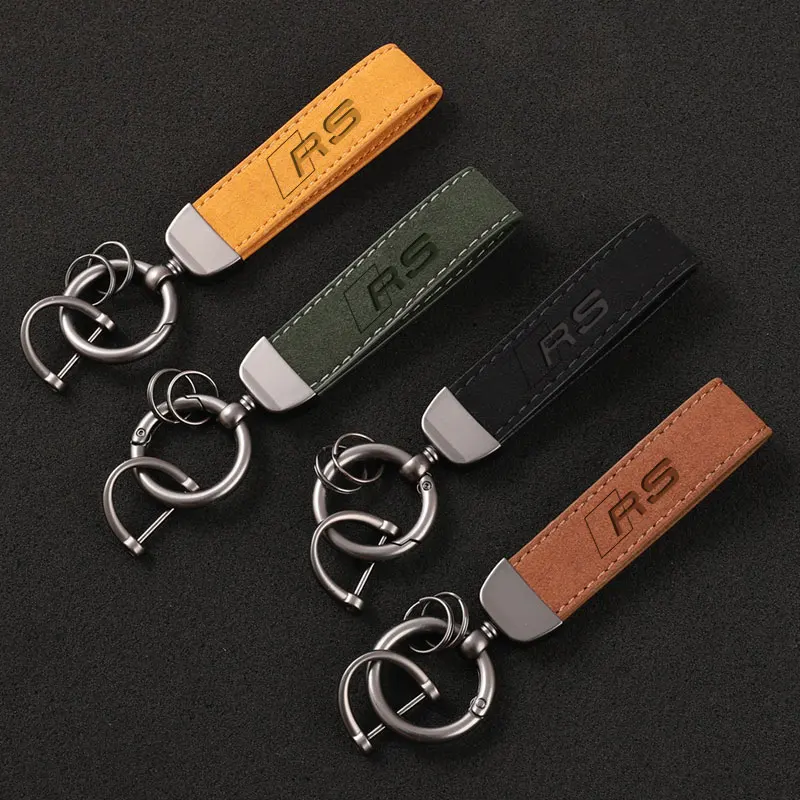 New Suede Keychain Sport Key Ring Custom Gift With Logo For with RS Letter RS logo For Audi Car