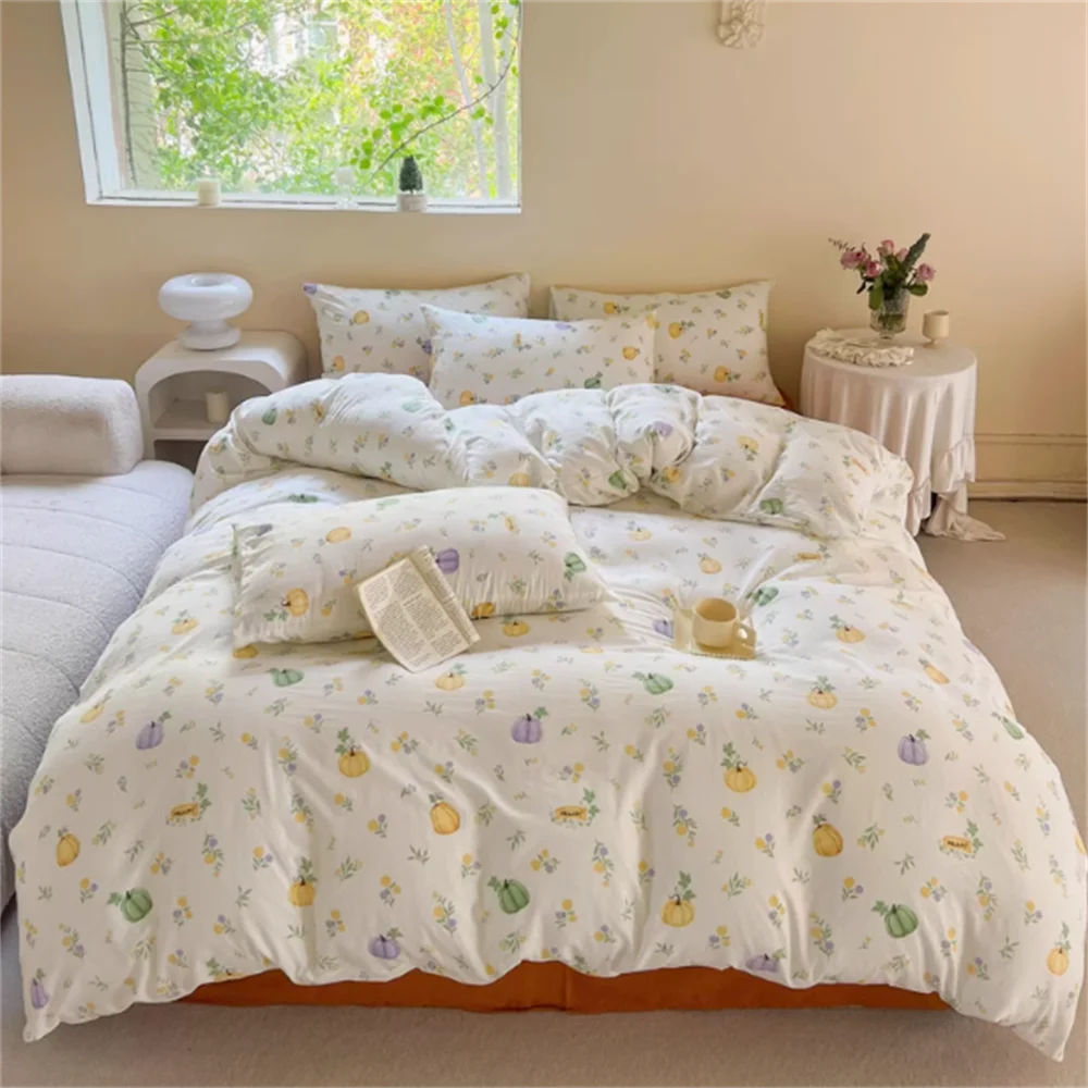 Ins Cute Style Koala Girl Heart Water Washing Cotton Bare Sleeping Bed Sheet Four piece Set Children's Room Soft Three piece Set