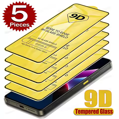 5PCS 9D Full Tempered Glass For POCO X7 Pro C71 C75 C65 C61 Screen Protector For POCO X6 M6 F6 F5 X5 X4 X3 GT M7 Pro Plus Glass
