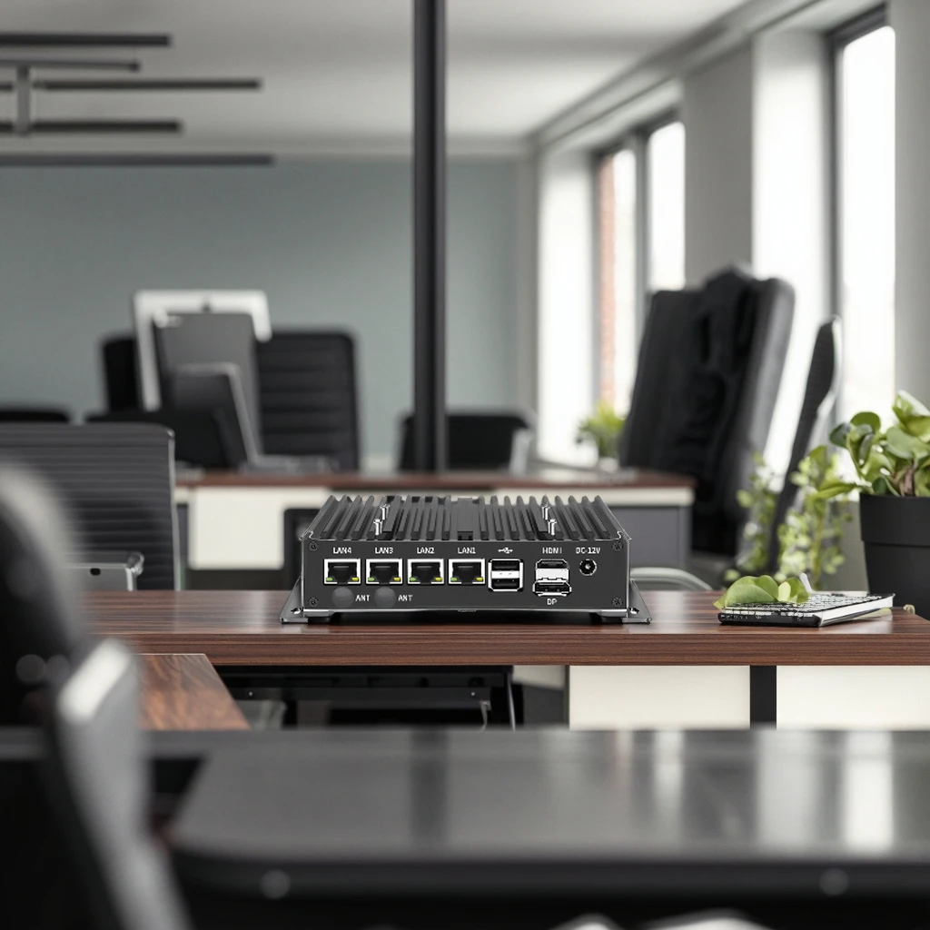 N100 PC Industri Mini Tanpa Kipas 4-Core Celeron DDR4 SSD 2 * RS232 I225 I226 2.5G Kartu Jaringan Ethernet US/EU Baru