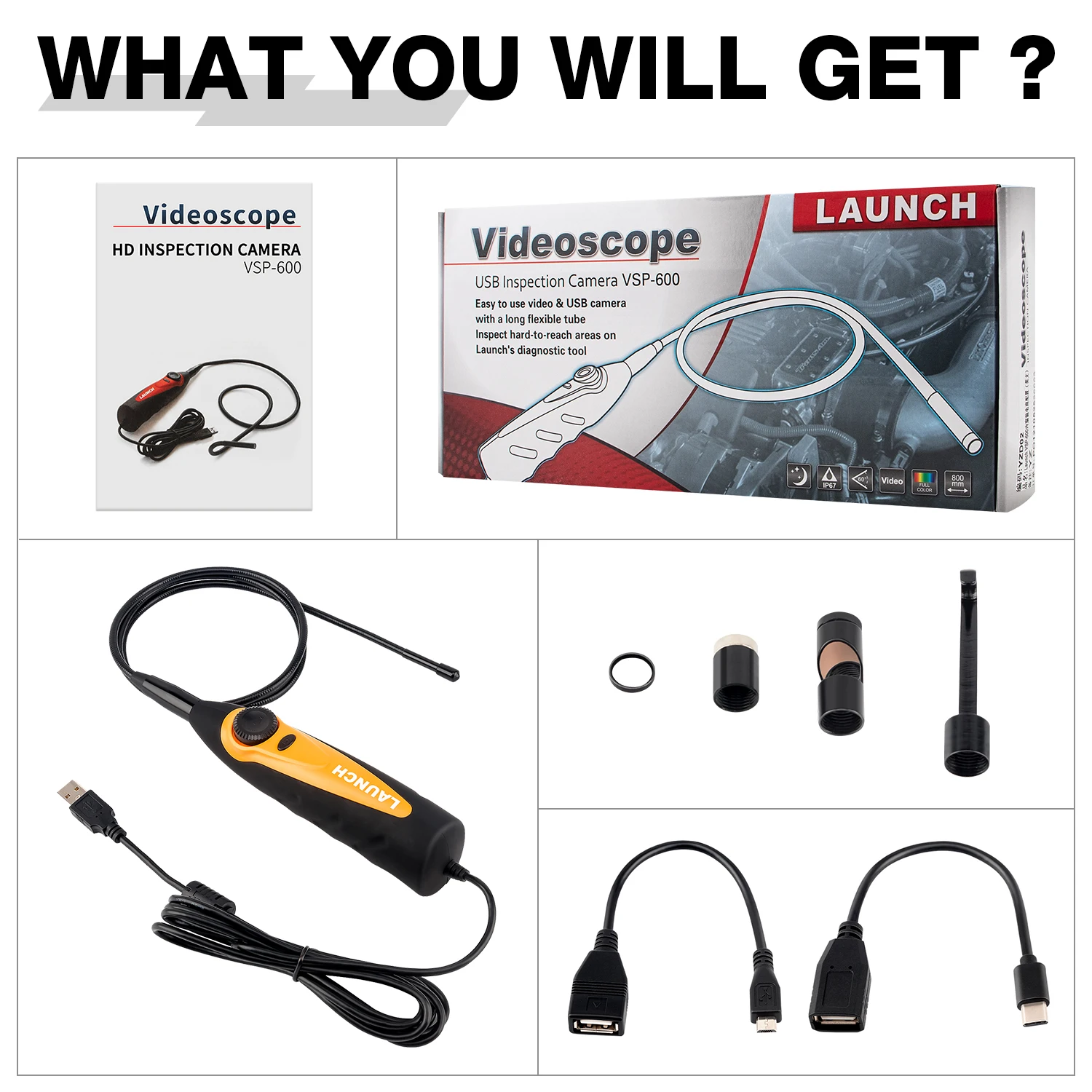 Launch X431 PROS+ Engine Endoscope VSP600 Automatic Diagnosis Usb Endoscope