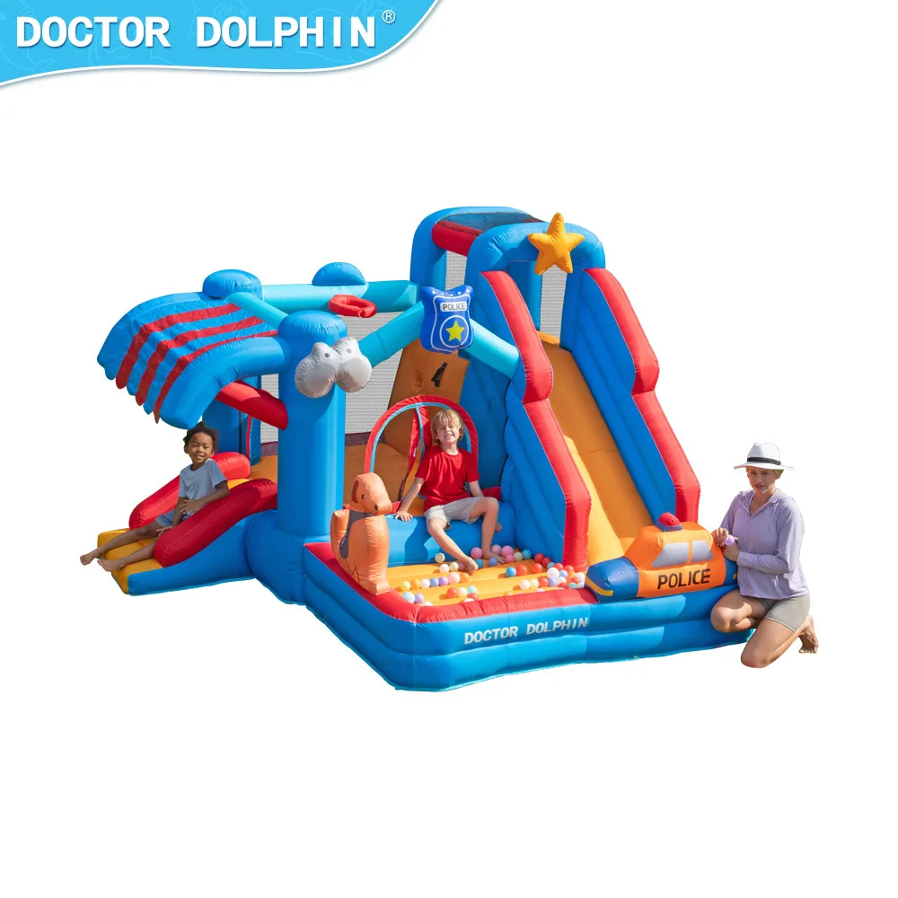 돌고래 의사 동물 풍선 바운스 하우스 슬라이드 볼 풀이 있는 어린이 생일 선물 장난감용 에어바운스