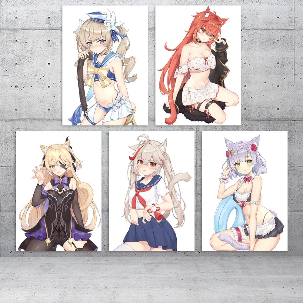 Home Decor HD Painting Genshin Impact Canvas Noelle Print Anime Wall Art Barbara Gunnhildr Modular Figure Picture Bedroom Poster