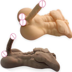 Super Realistic Full TPE Male 3D Torso Half Body With Big Dildo Sex Doll For Men Women Sex Toy Long Penis Women Masturbation Toy