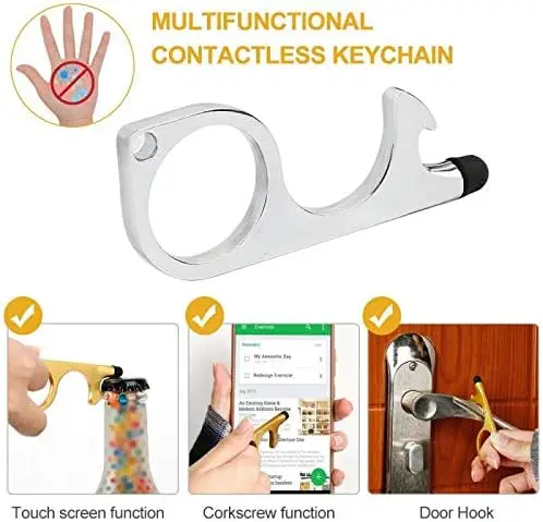 5pieces Anti Touch Door Opener，Non Contact Door Opener ，Handle Tool Keychain for Public Places Doors Elevator Touch Screen