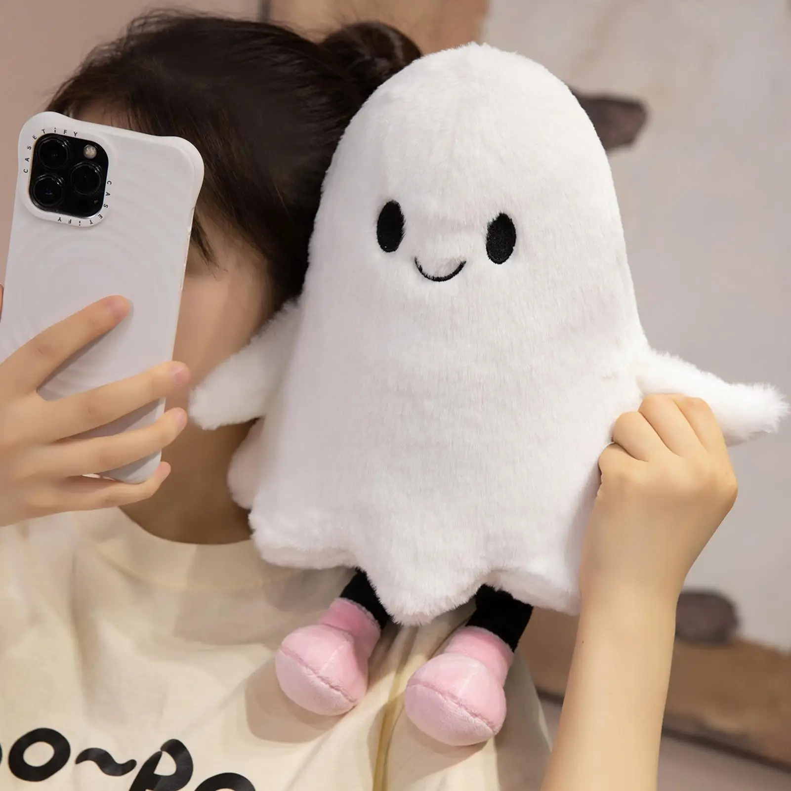 

1pc Ghost Plush Toy Halloween Stuffed Doll Toy Figure Decorations Doll Scary For School Room Birthday Kids Home Holiday Display