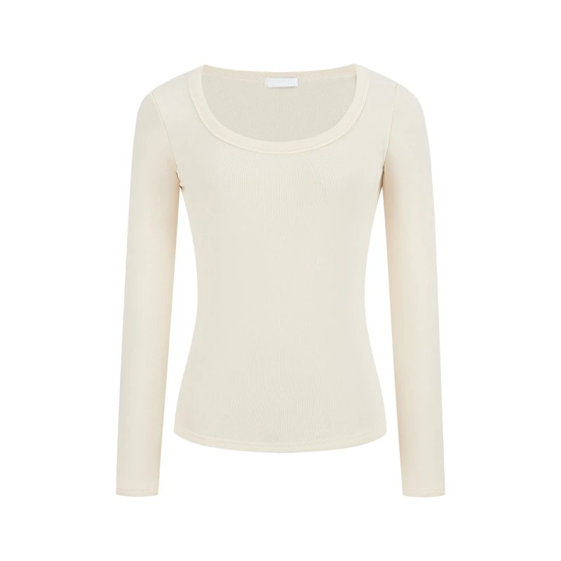 Outono inverno simples manga longa feminino base topos velo-forrado quente fino u-pescoço camisetas para mulher y2k coreano sólido casual camisetas