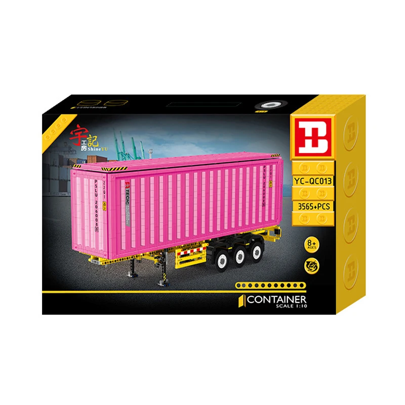 

IN STOCK YC-QC013 MOC Idea Technical Pink Truck Container Building Blocks Model Bricks DIY Toys for Boys Christmas Gift Set