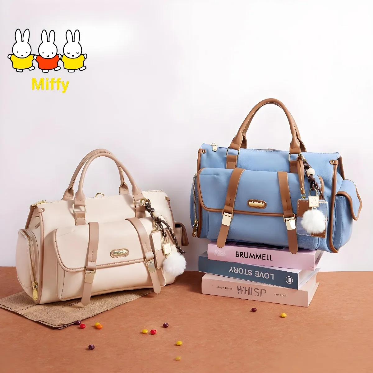 

Kawaii Miffy Rabbit Tote Bag Cute Cartoon Large-capacity Portable Backpack Single-shoulder Multi-functional Casual Crossbody Bag