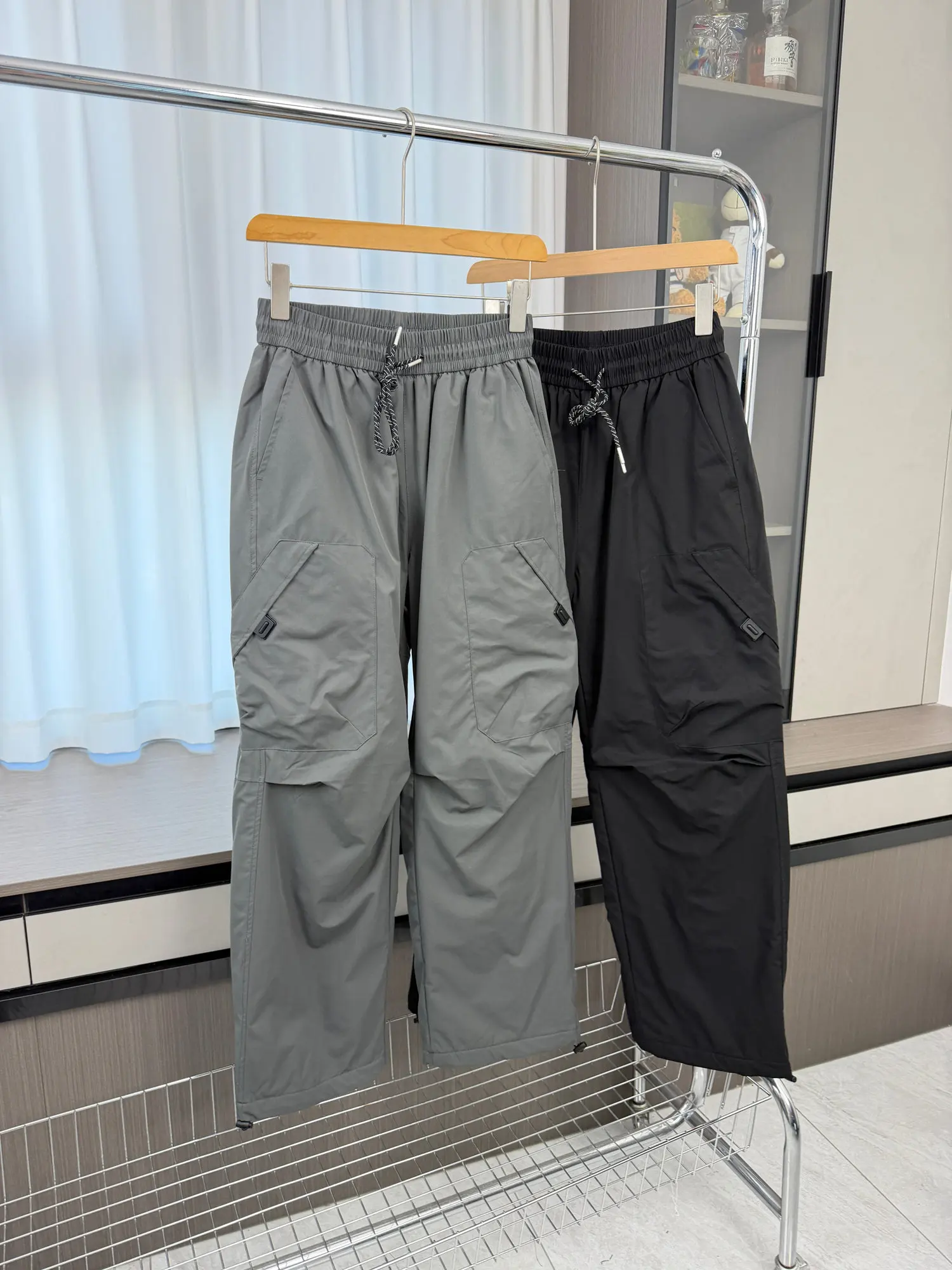 Outdoor Classic paratrooper fleece-lined fleece pants elastic waist all-match straight multi-pocket casual pants