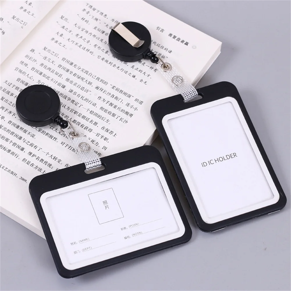 

JESJELIU 1Pc Bus Pass Card Cover Case Bank Business Work IC Card Holder with ABS Retractable Badge Reel Credit ID Card Badge Bag