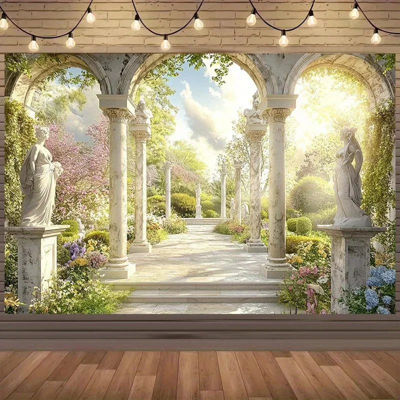 1-teiliges „Romantisches klassisches Bogen-Hintergrundstoff, zum Erstellen einer europäischen Garten-Oase, Party-Banner, mehrere Größen.