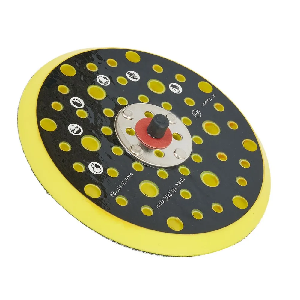 6 Inch 52 Hole Sander Backing Pad And Dust-Free Sanding Disc Medium Density Random Orbital Sander Hooks And Loops Backing Pad