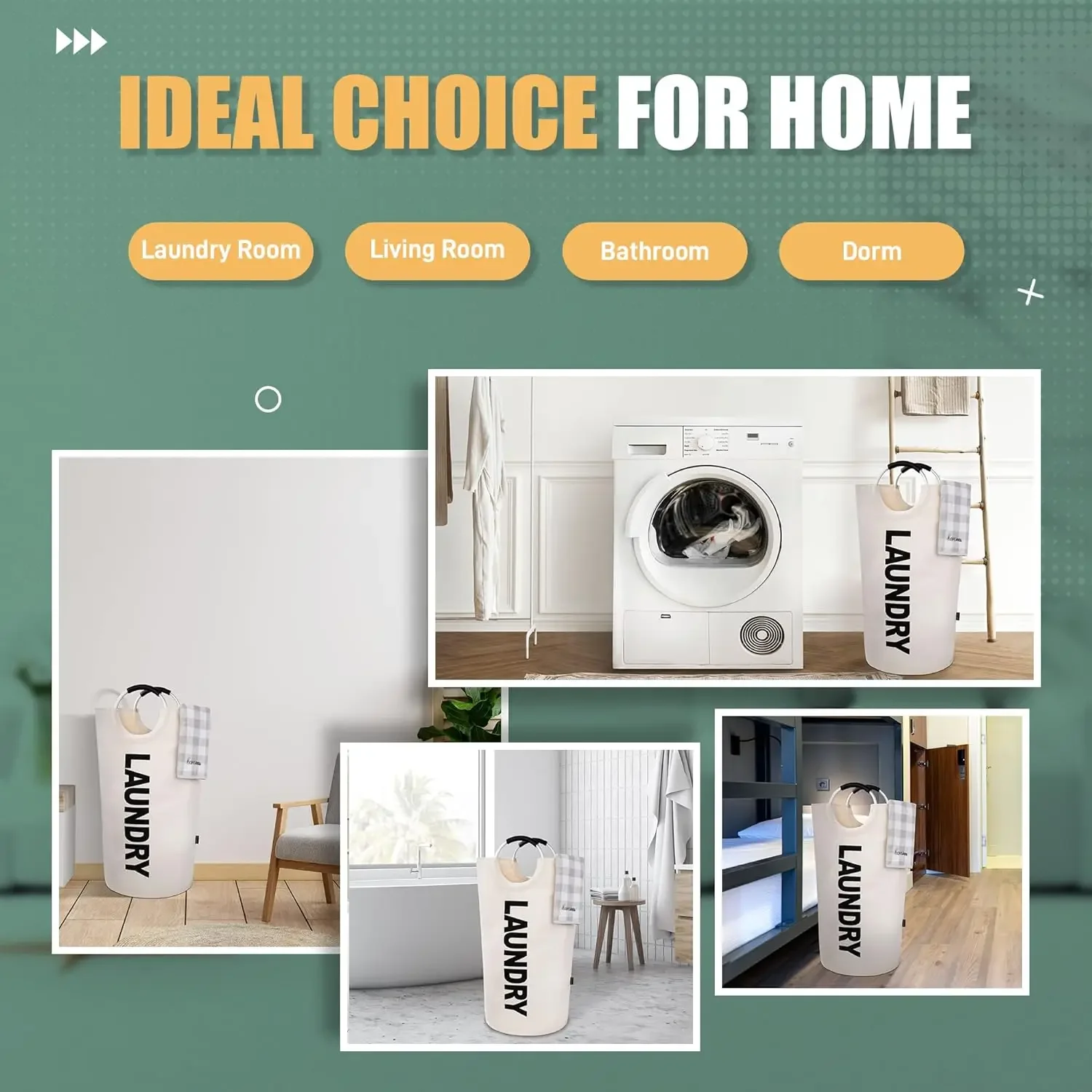 Oxford Fabric Waterproof Laundry Hamper Foldable Large Capacity Dirty Clothes Storage Bag With Handle for Bathroom Laundry Room image 6