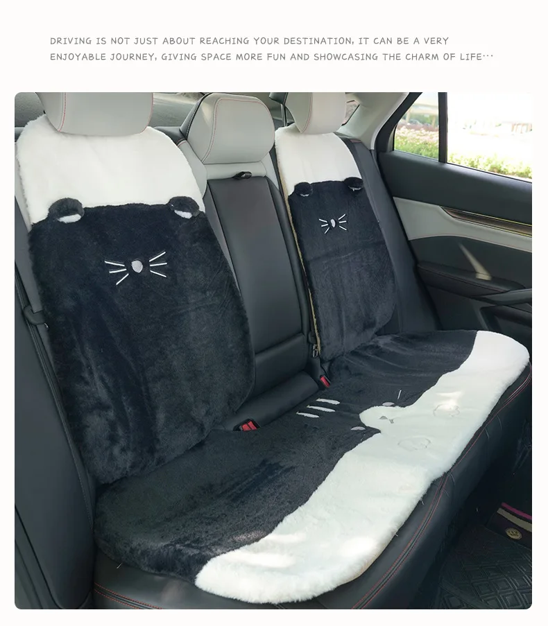 Black Cute Cat Claw Car Cushion Plush Soft Warm Car Seat Cushion Car Non-slip Cushion for Cars Full Set Car Accessories Interior