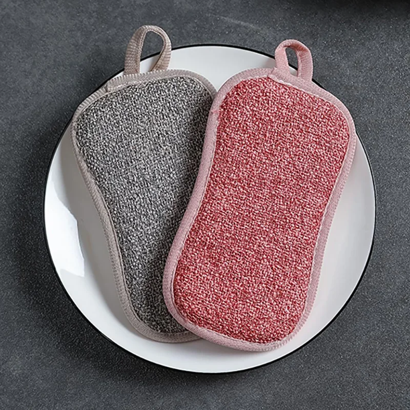 Dishwashing Sponge Thicken Good Absorption Cleaning Rag 4 Colors Cleaning Sponge Cloth  Kitchen Double-sided Cleaning Dishcloth