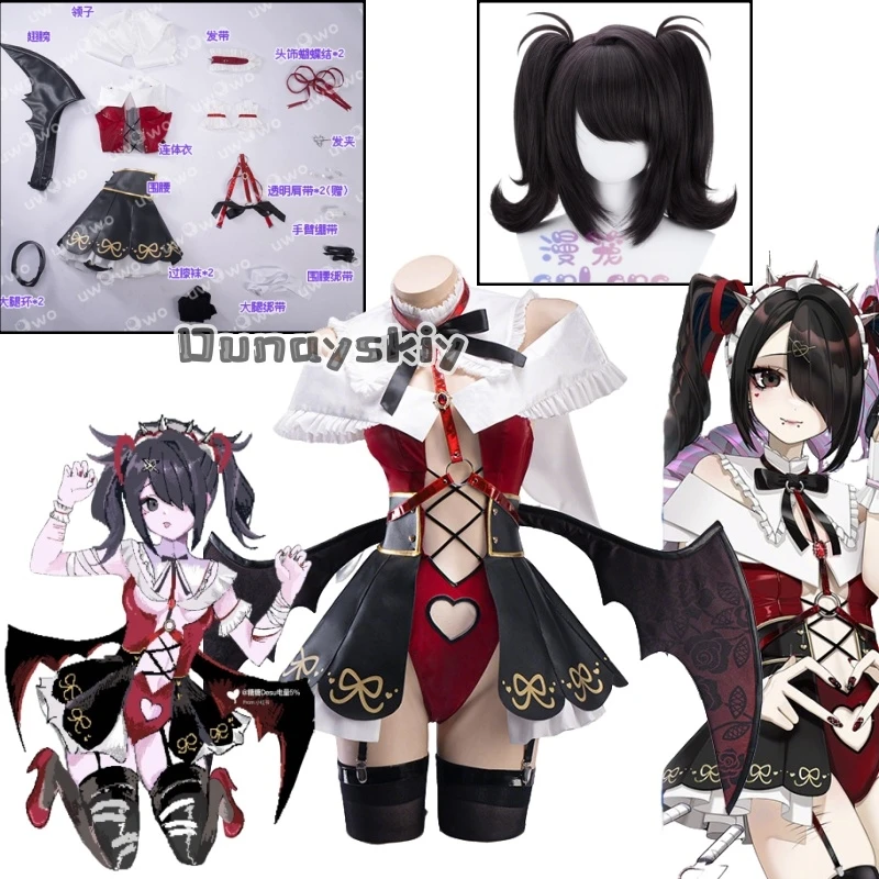 

Anime Cosplay Game Magical Girl Fanart Cosplay Rain Red Silver Lolita Dress Jirai Kei Wig Halloween Costume Wig Overloadd