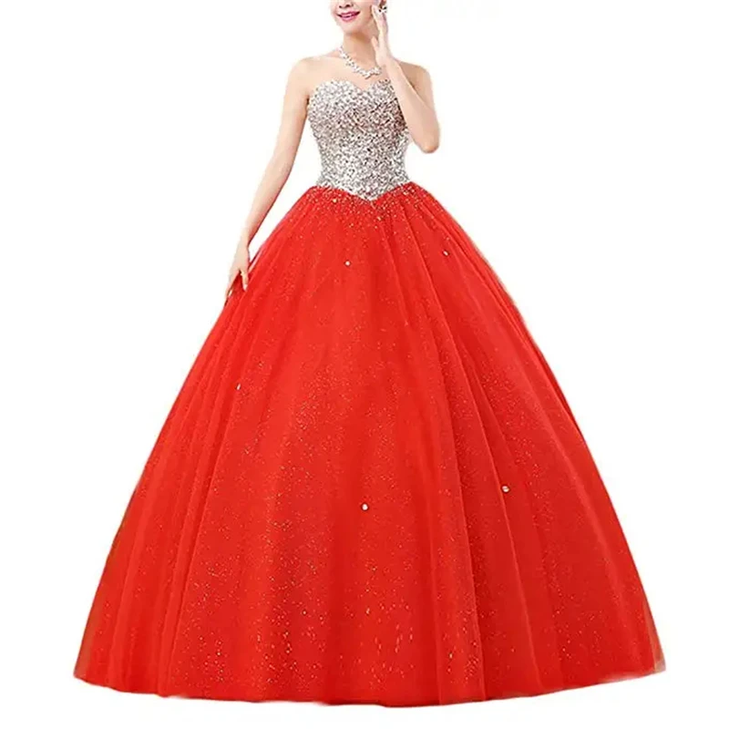 Bealegantom-vestido De quinceañera con cuentas para mujer, traje De baile con escote Corazón y lentejuelas, con cordones, para fiesta De graduación, B2024-49