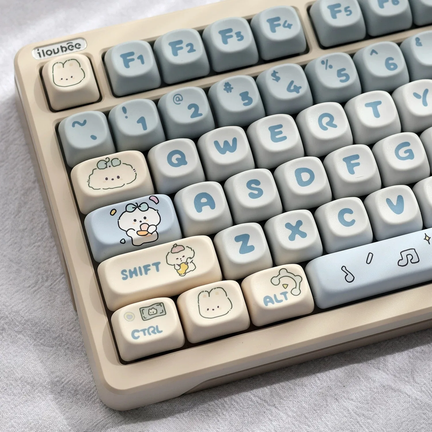 

MOA Profile Keyboard Keycaps Custom PBT DYE-SUB Music Dog Keycap MX Switches 139 Keys/Set Blue Cute Key Cap for 64 61 87