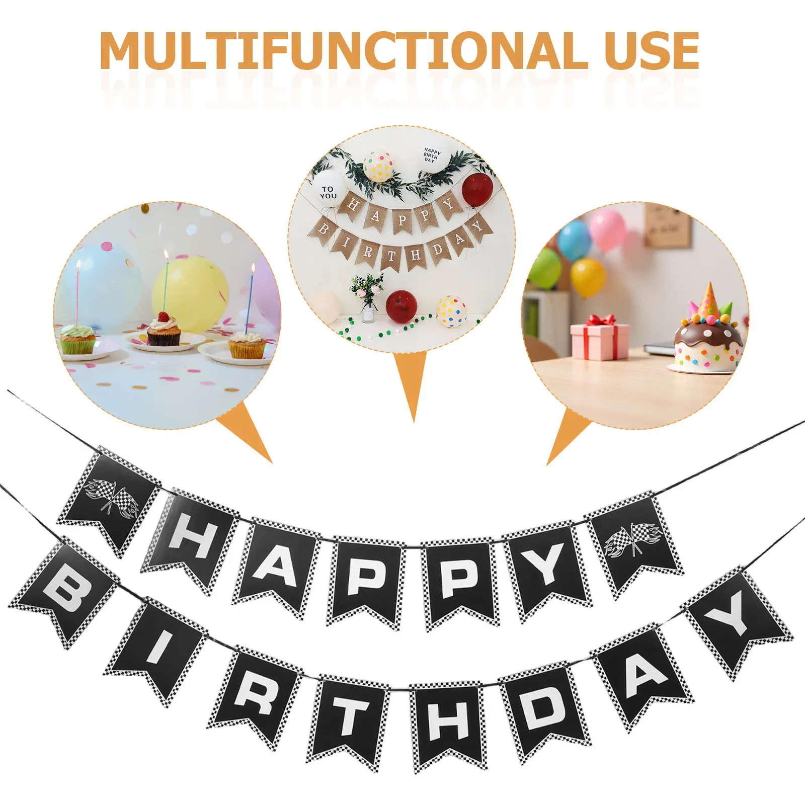 4Pcs Race Car Birthday Banner Black White Checkered Flags Racing Party Decorations Kids Supplies Race Car Party Favors