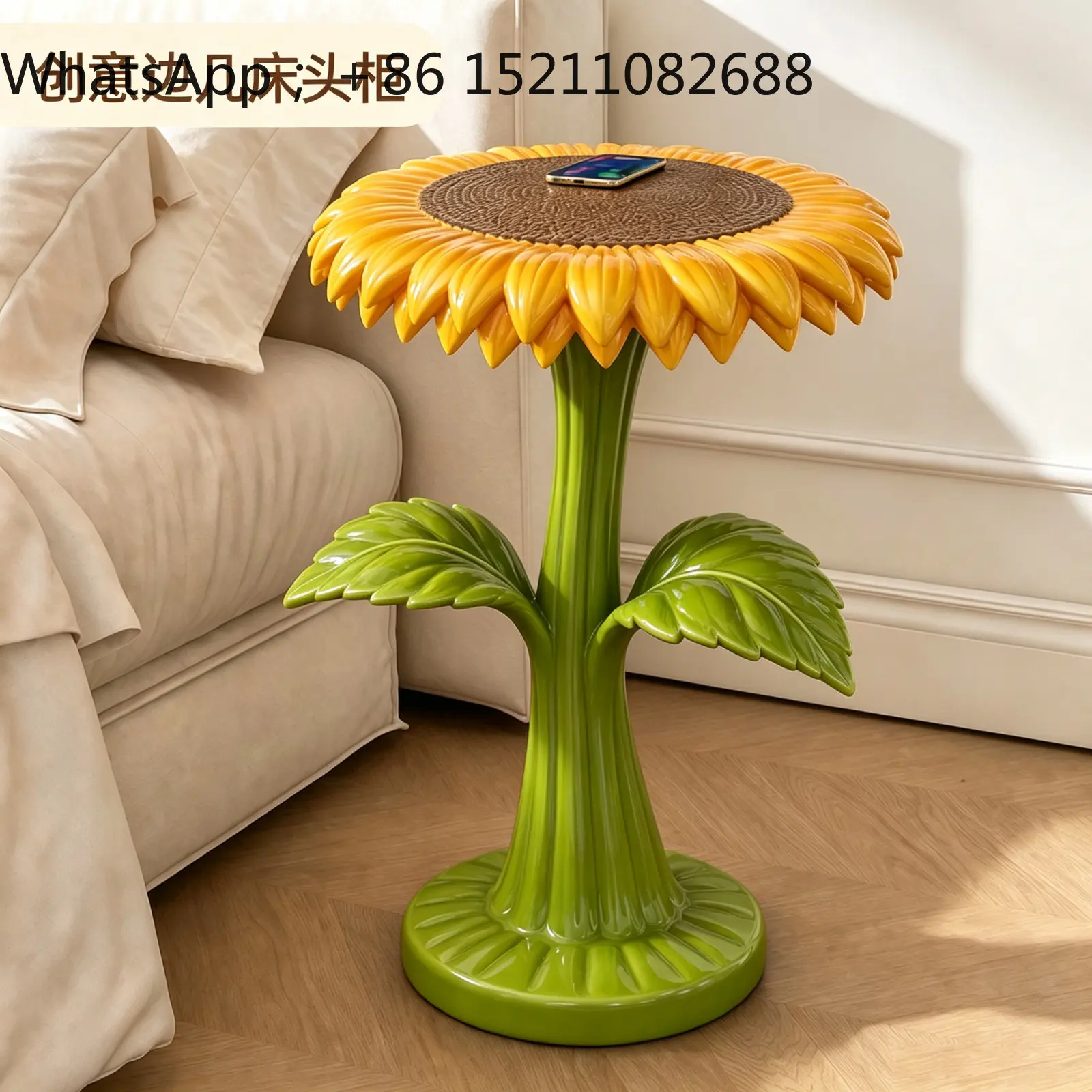 LLY Sunflower Side Table, Small Living Room Corner Table, Bedroom Simple Bedside Table, Multifunctional Storage Table Ornament