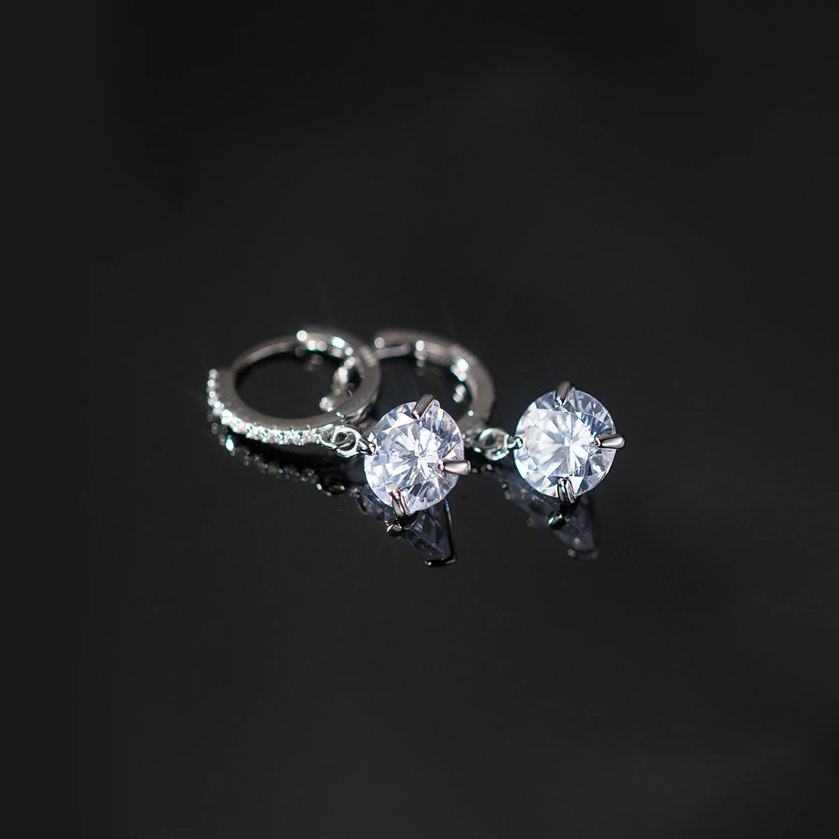 MODIAN Pure 925 Sterling Silver Luxury Shiny Clear Cubic Zirconia Hoop Earrings For Women Wedding Engagement Statement Jewelry