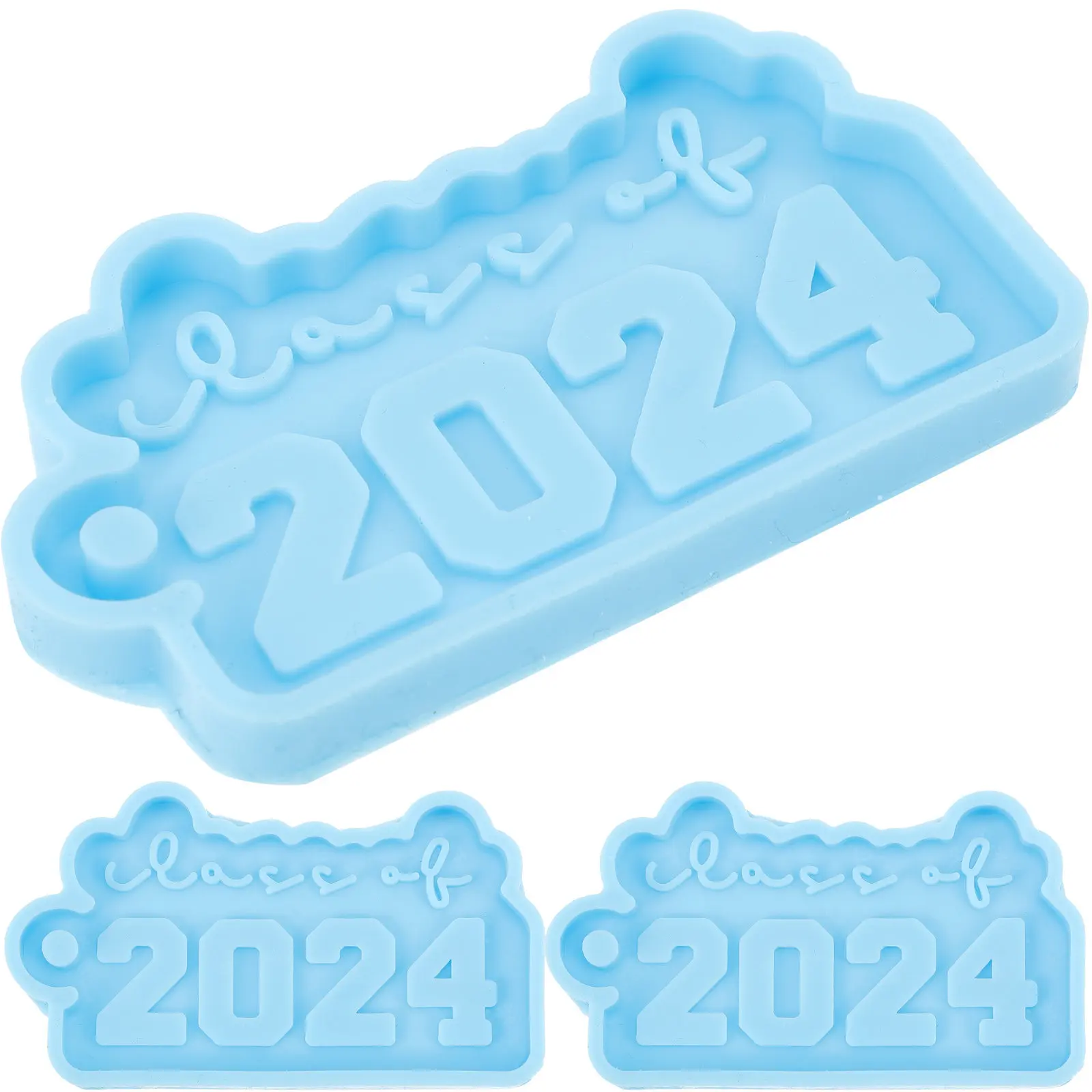 

3Pcs Silicone Graduation Keychain Mold Flexible Non Stick 2024 Pendant DIY Craft Supplies Silicone Mold Keychain Molds