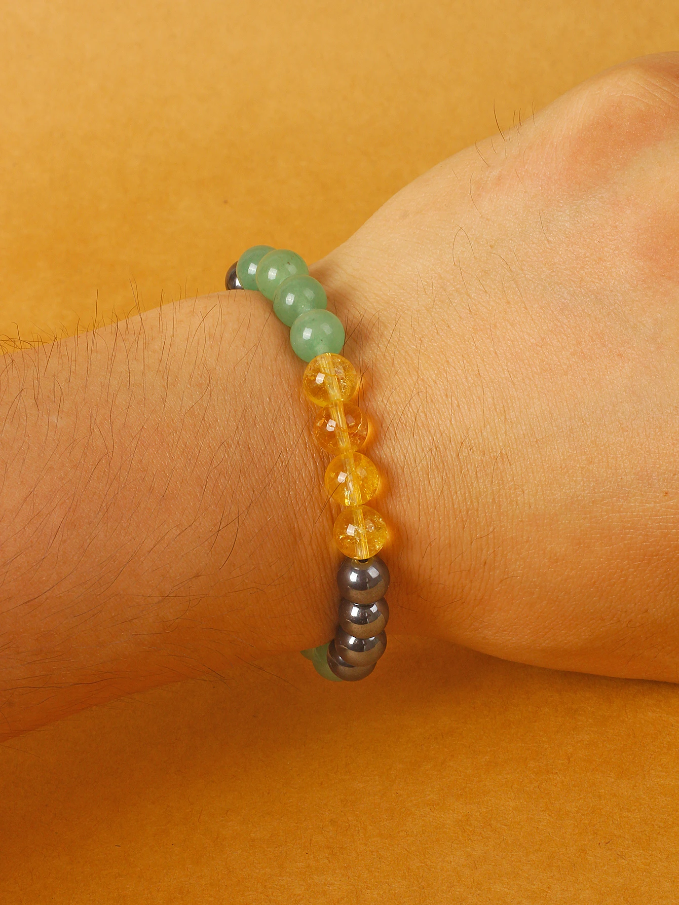 Natural Pyrite Citrine Green Aventurine Bead Bracelet Attract Wealth Prosperity & Abundance Healing Stone Jewelry for Success - Detail 1