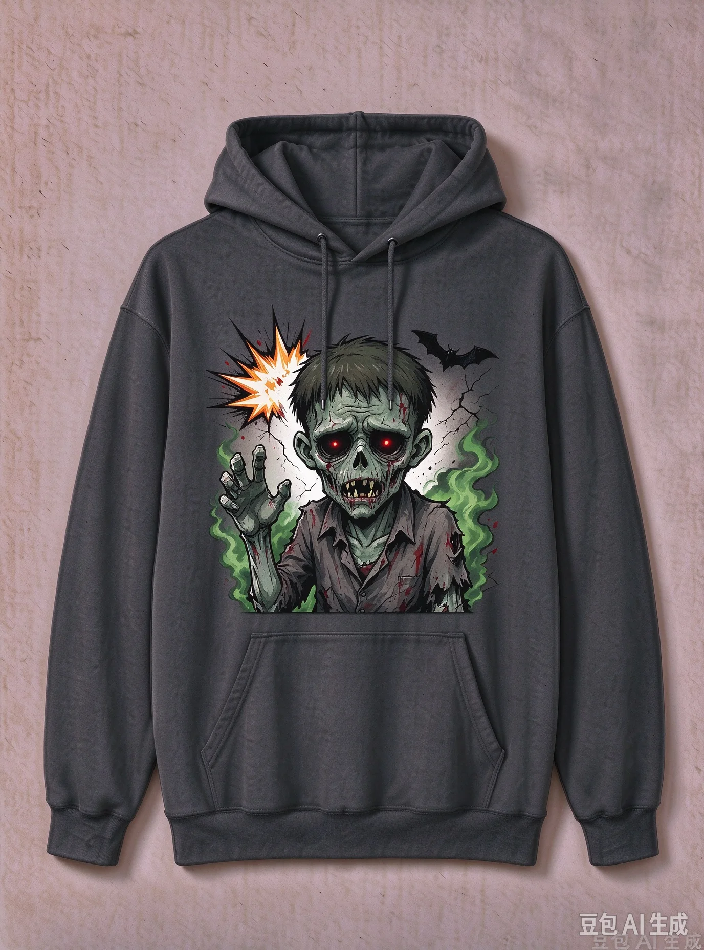 Unisex Zombie Graphic Hoodie Men Women Dark Cartoon Print Long Sleeve Hooded Sweatshirt Halloween Streetwear Loose Pullover Top
