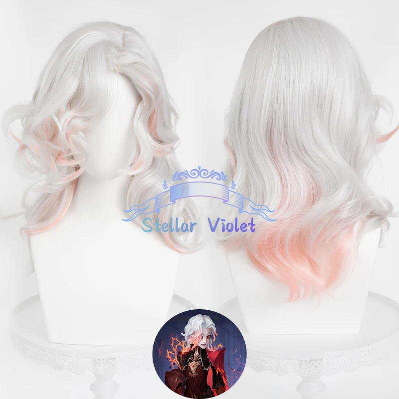 Knight Richard Sterling Cosplay Wig Heat Resistant Game Identity V Knight Cosplay Synthetic Wigs Gradient/Black White/Brown Wig