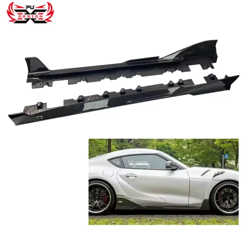 High Quality Dry Carbon Fiber Side Skirts Toms Style For 2019-2020 Toyo Supra A90 A91 MK5 Accessories Body kit