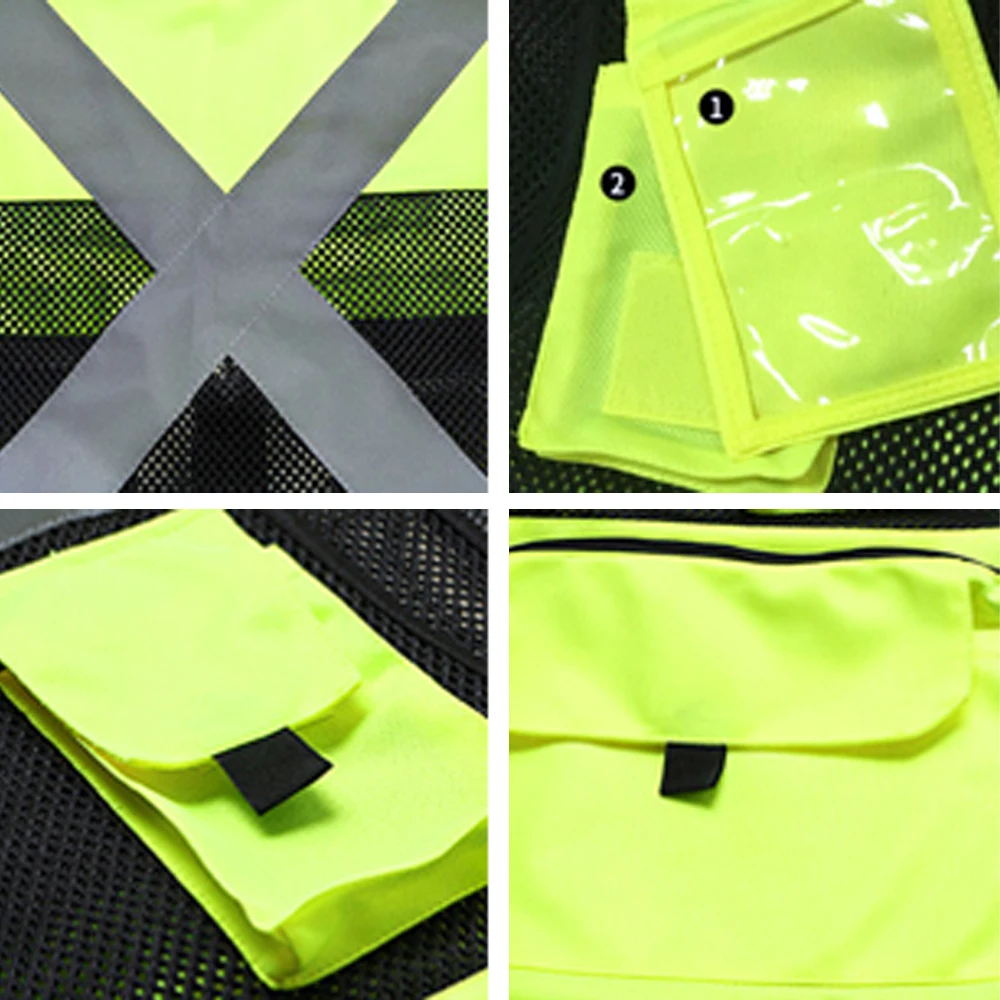 Safety Vest for Men Women with Pockets High Visibility Reflective Strap Zip Front Breathable Construction Traffic Vest