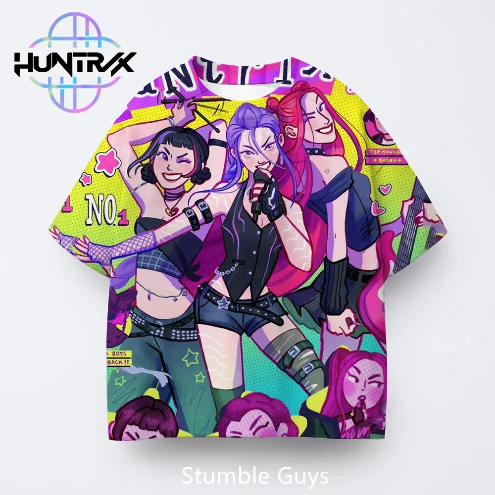 

Повседневная модная детская одежда в стиле аниме Kpop Demon Hunters, 3D-футболка с короткими рукавами и рисунком из мультфильма, летняя футболка для мальчиков и девочек