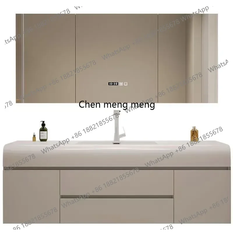 

Luxury Bathroom Cabinet Slab Integrated Basin Vanity Medicine Storage Closet Shelf Vanity Narrow Station Floor Towel