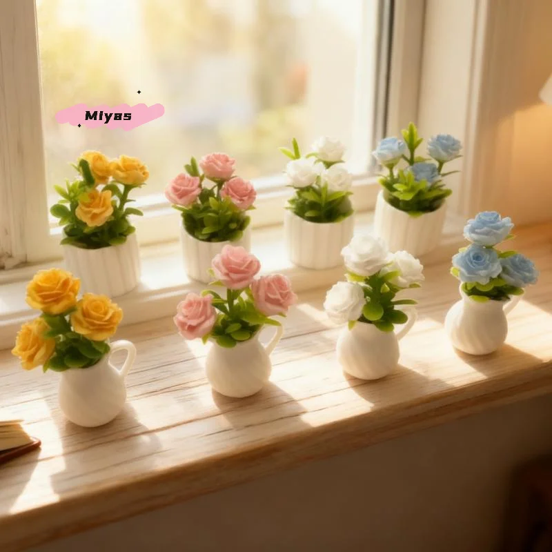 

Миниатюрные искусственные зеленые растения в горшках для кукольного домика, микро-ландшафт, садовое украшение, аксессуары для кукольного домика, 1 шт.