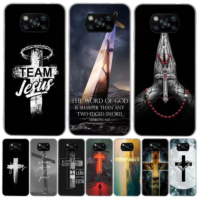 God Jesus Pray Cross Phone Case For Xiaomi Poco X6 X5 X4 X3 Nfc F6 F5 Pro F4 Gt F3 F2 F1 M5 M5S M4 M3 5G Shell Coque X3 GT X5 X4