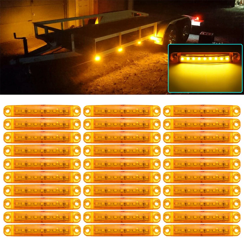 

30Pcs 12V-24V 9 LED Car Side Marker Indicator Lights Clearance Lamp for Auto Bus Truck Lorry Boat Amber