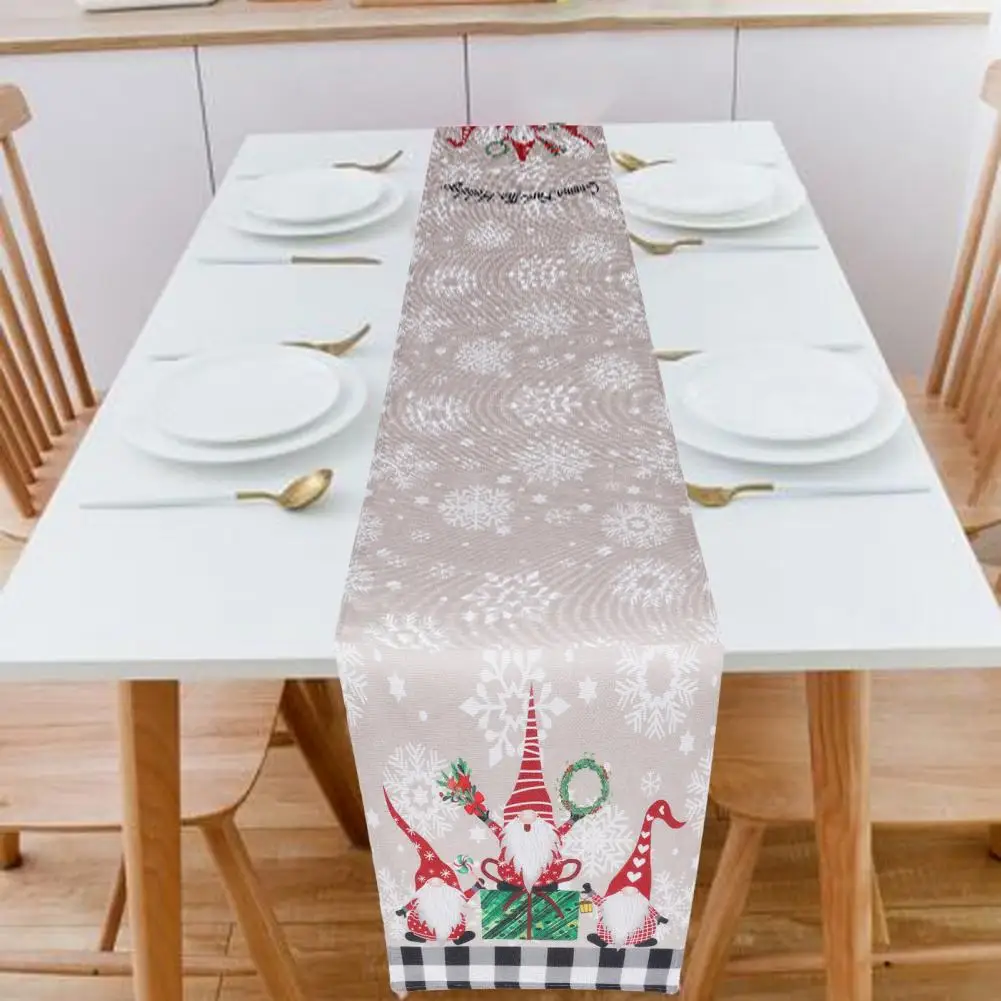 

Scratch-resistant Table Runner Christmas Table Runner Festive Snowflake Gnome Print Table Runner Durable Exquisite for Home